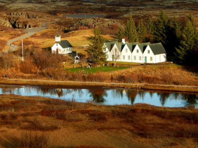 Kostol v Národnom parku Thingvellir, Island