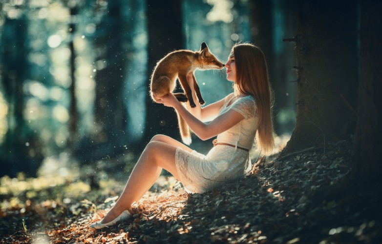 Girl and fox