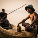 Rybár na rieke Irrawaddy