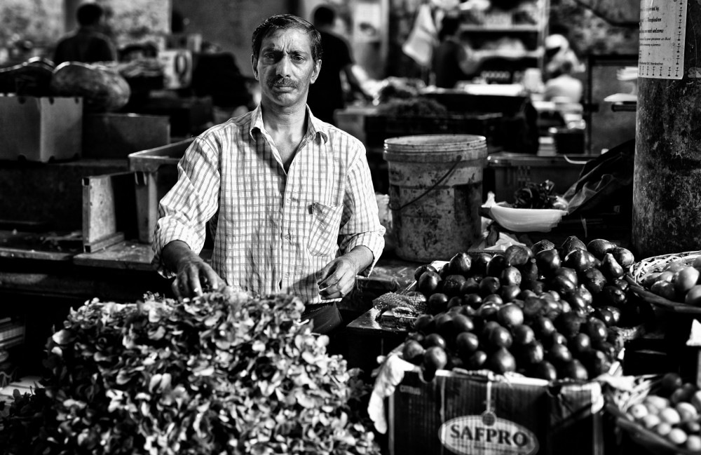 Predavač v Port Louis central market