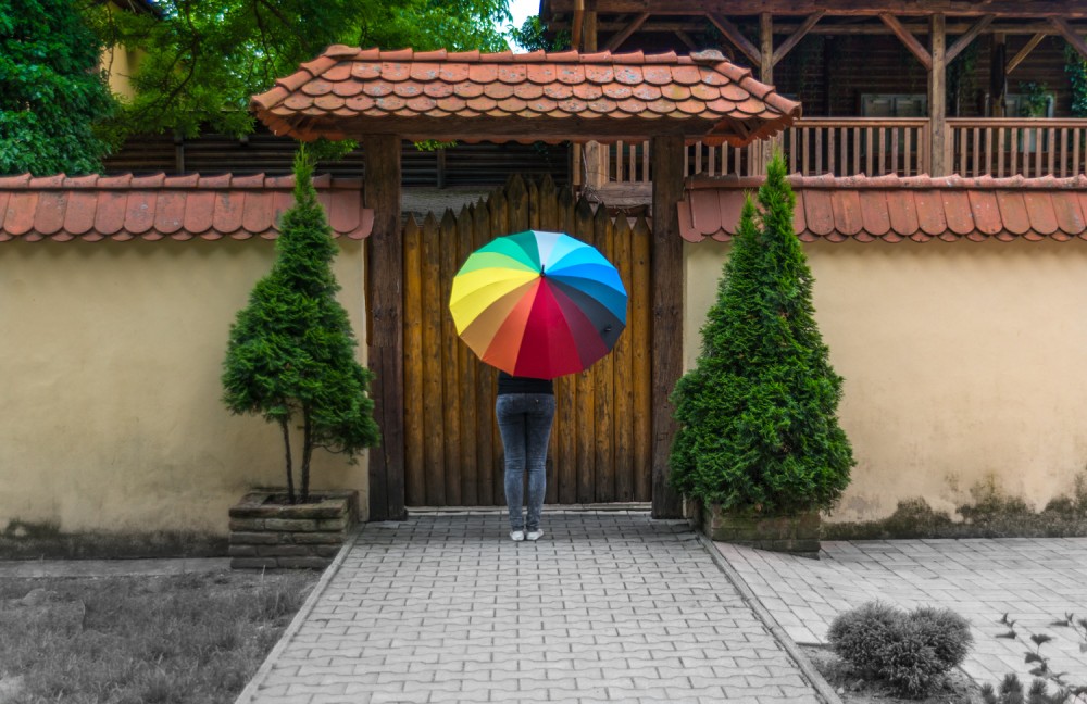 Umbrella Girl At The Door