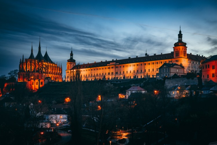 Kutná Hora po západe slnka.