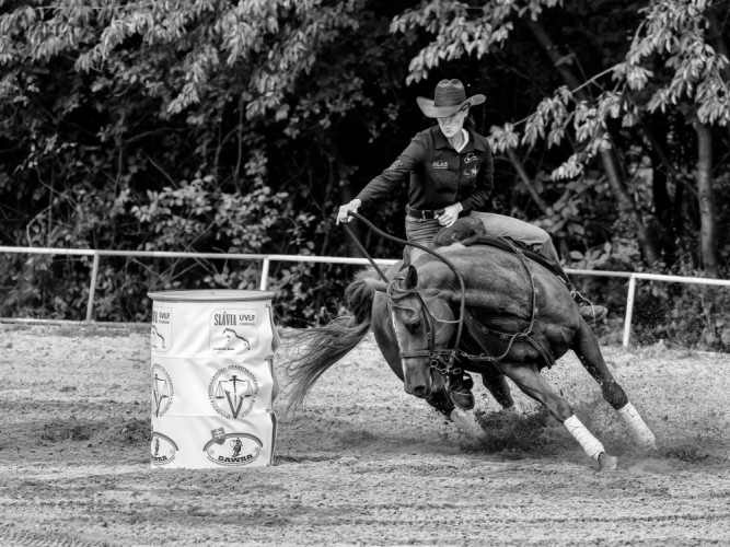 Barrel racing rider
