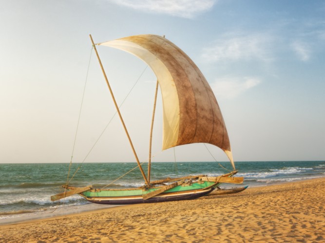 Rybársky katamarán, Negombo, Sri Lanka