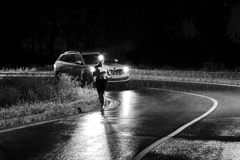 running in the rain