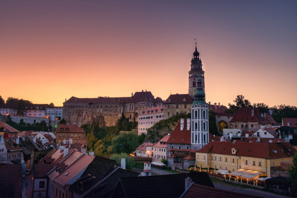 Český Krumlov po západe