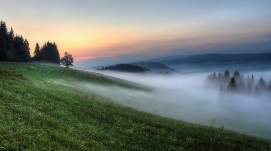 hmla, svitanie, krajina