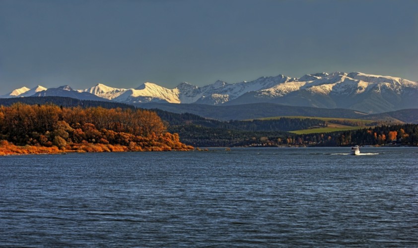 Tatry, Oravská priehrada, západ slnka