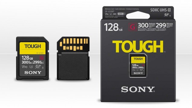 Sony SF-G series TOUGH Specification Cards sú dostupné v širokej škále kapacít. Vďaka vyhotoveniu sú odolnejšie proti ohybu, prachu, nečistotám, vode, blatu a špine. Rýchlosť zápisu môže byť až 299 MB/s, rýchlosť čítania je 300 MB/s.
