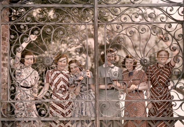 Students from five states smile through the gate of Ashley Hall in Charleston, South Carolina, March 1939. PHOTOGRAPH BY B. ANTHONY STEWART, NATIONAL GEOGRAPHIC