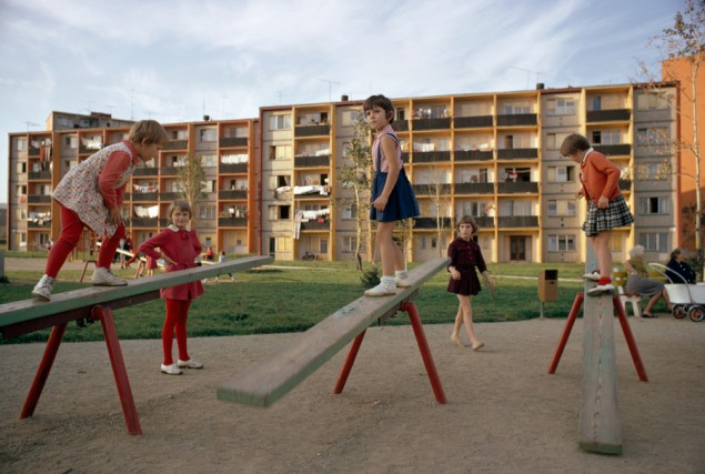 Czech girls on a playground at an apartment complex, October 1966. PHOTOGRAPH BY JAMES P. BLAIR, NATIONAL GEOGRAPHIC