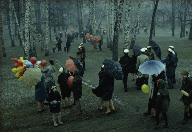 People strolling through a park in Finland during a wet May snowstorm, 1968. PHOTOGRAPH BY GEORGE F. MOBLEY, NATIONAL GEOGRAPHIC