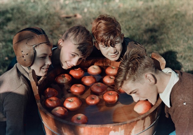 Four boys bob for apples in Martinsburg, West Virginia, 1939. PHOTOGRAPH BY B. ANTHONY STEWART, NATIONAL GEOGRAPHIC