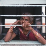 Woman on train