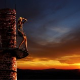 Dievča na starom komíne